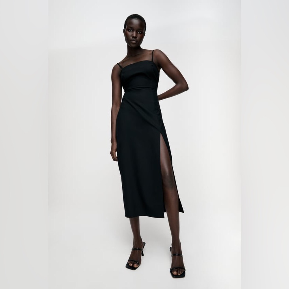 ZARA black midi dress NWT